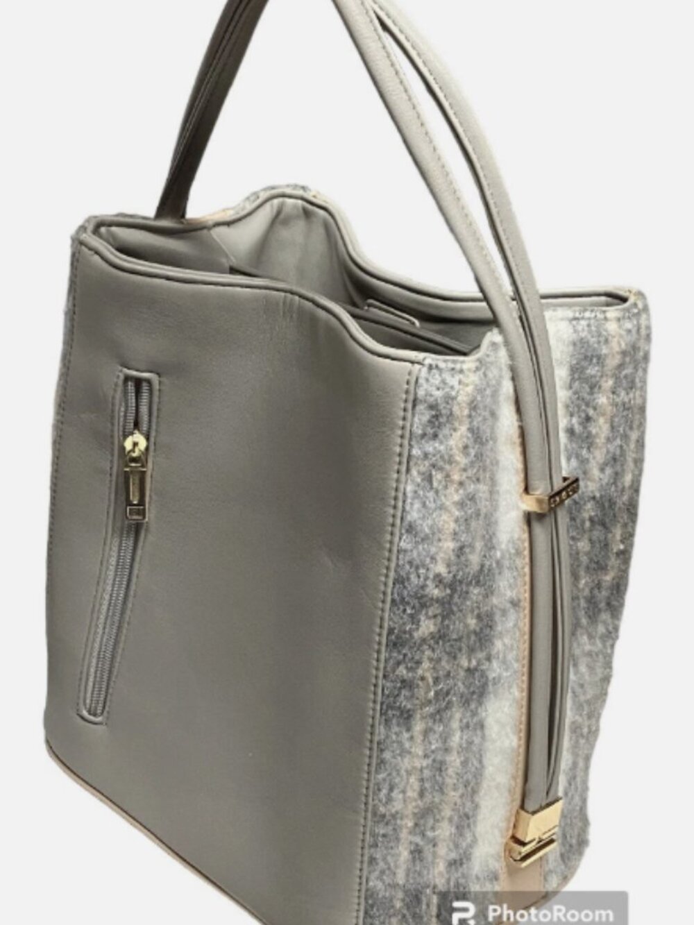 SAMOE CONVERTIBLE PURSE LIGHT GRAY AND PLAID WITH ADJ LOCKING STRAPS